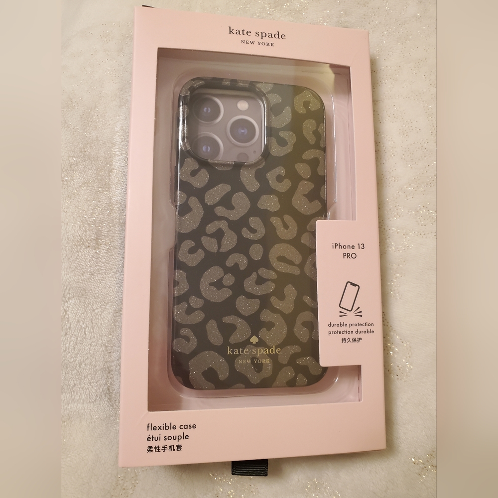 Kate Spade Graphic Leopard Flexible Case iPhone 13 PRO Phone Cover Black - Picture 3 of 5